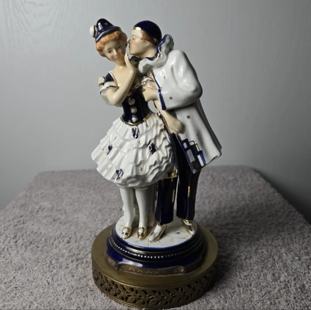 Antique 1920s Art Deco Pierrot &Pierrette Porcelain Figure- Japan